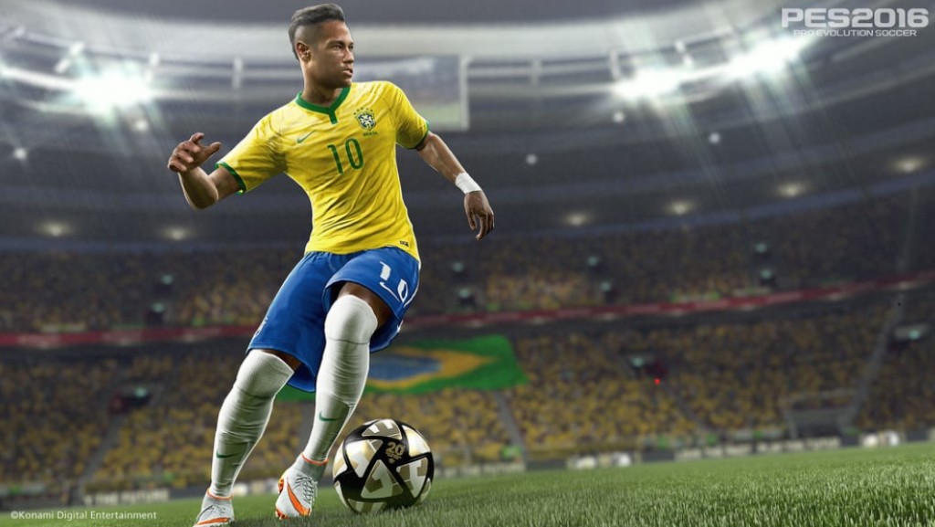 An image from a soccer game PES 2016. published by Konami.