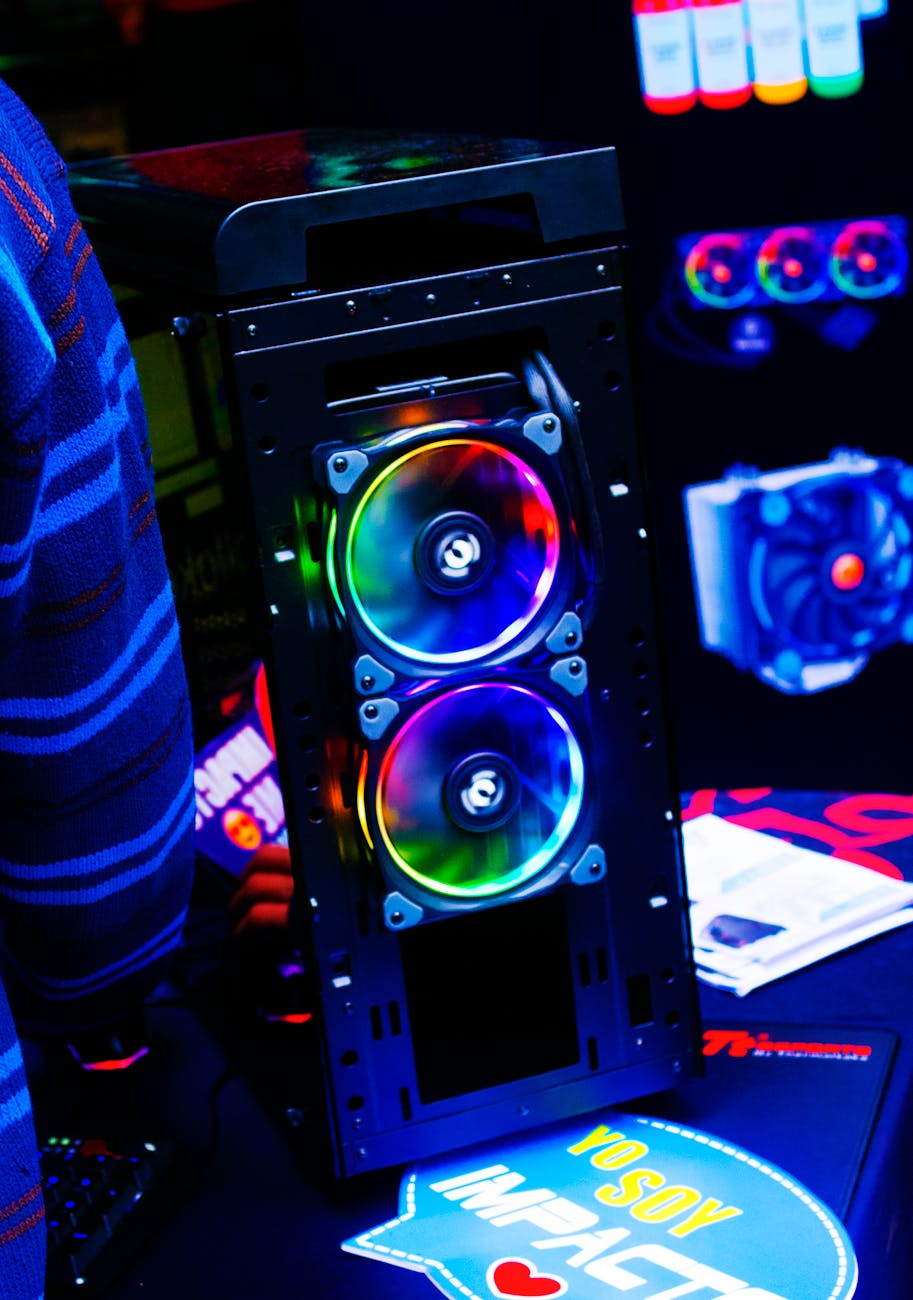 Image of a gaming rig with 3 RGB cooling fans